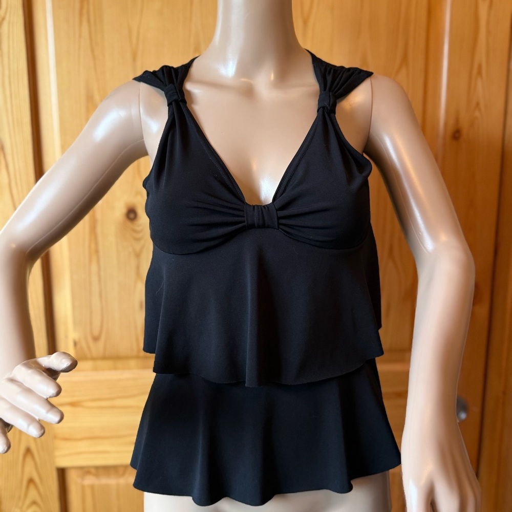 Vintage Y2K Iz Byer California Black Tiered Top Sleeveless S Whimsigoth Grunge